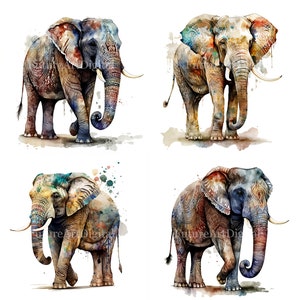 Elefante indiano em aquarela com sublimação de pintura tradicional PNG, clipart digital de elefante indiano, arte de parede para impressão de elefante