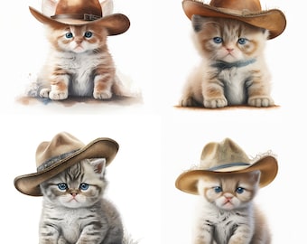 Watercolor Grumpy Cat PNG, Grumpy Kitten in a Hat Digital Clipart, Kitten Sublimation Wall art, Kids Room Decor, Digital Download