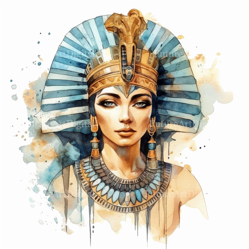 Watercolor Cleopatra Sublimation PNG, Queen of Egypt Digital Clipart ...