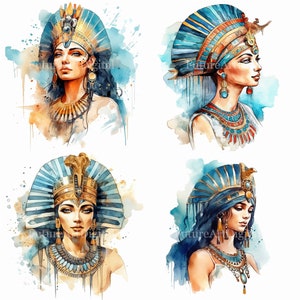 Watercolor Cleopatra Sublimation PNG, Queen of Egypt Digital Clipart, Cleopatra Printable Wall art, Digital Download