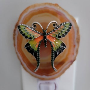 Agate Night Light, Butterfly Night Light, Butterfly Decor, Night Light, Butterflies, Green Night Light, Orange Night Light