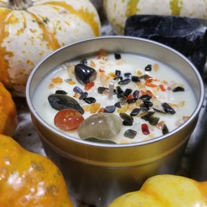 Samhain Candle, Halloween Candle, Fall Candle, Crystal Candle, Aromatherapy Candle, Soy Candle, Ritual Candle, Altar Candle