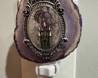 Agate Night Light, Silver Fairy Castle Decor, Nursery Lighting