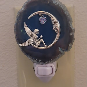 Agate Night Light, Fairy Night Light, Nursery Night Light, Fairy Moon, Night Light, Magical Night Light, Night Light, Blue Night Light,