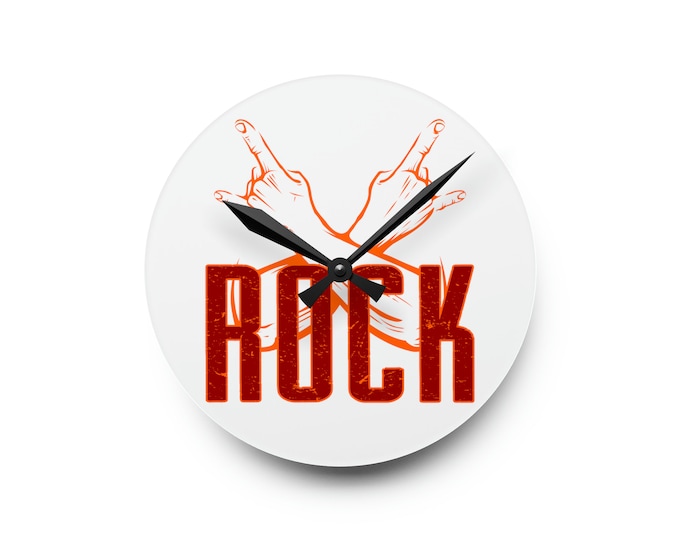 The Rock Clock! - Acrylic Wall Clock | Rock Clock | Gifts for Music Lovers | Gifts for Musicians | Hard Rockers | Rock & Roll Clock | Music