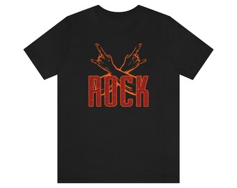 ROCK! - Unisex Tee | Heavy Metal Hands | Hard Rock T-Shirts | Music Lover T-Shirt | Rock Music Tees | Devil Horns Rock