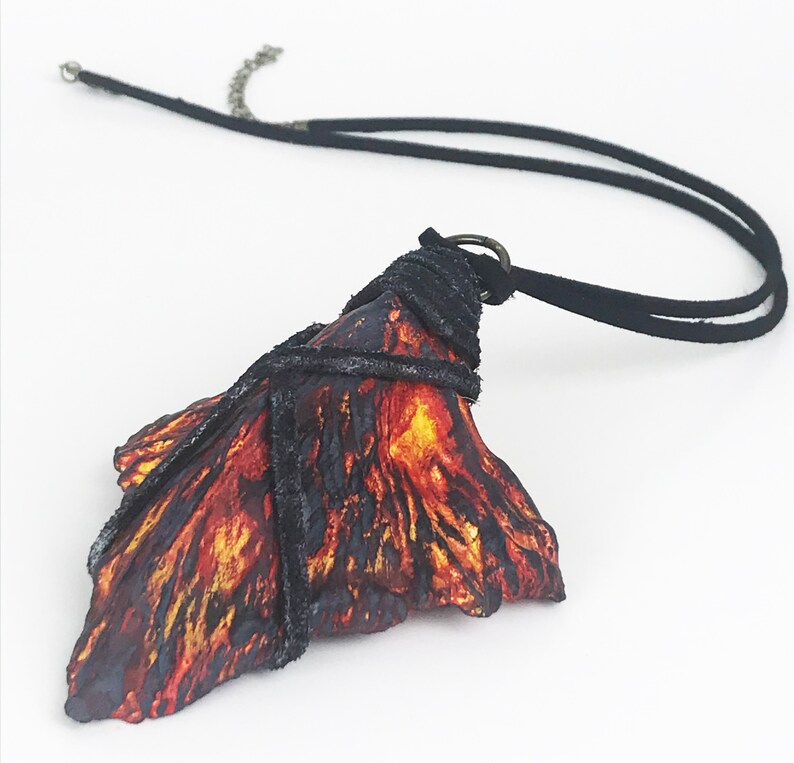 Fire Elemental Dragon Scale Pendant Large Wyvern Etsy