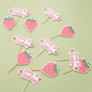 Strawberry Cupcake Toppers, Berry First Birthday Cupcake Toppers ...