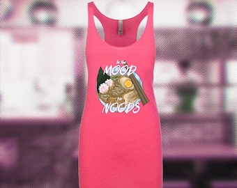 In the Mood for Noods - Women's Tri-Blend Racerback Tank with Vinyl Printed Graphic