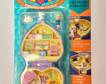 Vintage 1993 Polly Pocket Pet Parade Pretty Bunnies Compact NIB Sealed Rare #10633