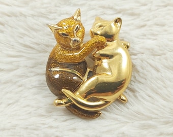 Vintage Cat brooch, couple cat brooch, Cat jewelry Pin, cat lover brooch, cat lover jewelry, Cat jewelry brooch, Siamese brooch for dress