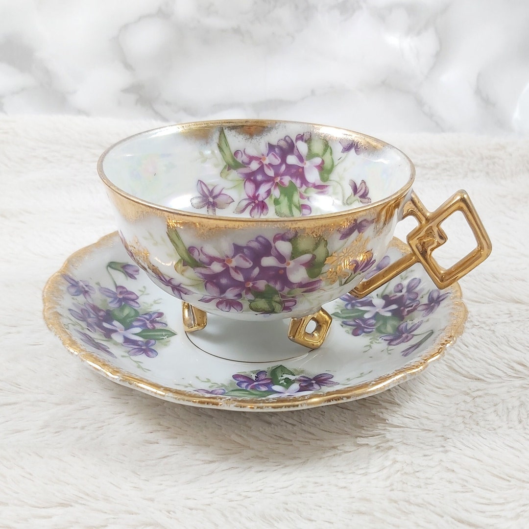 Japanese Teacup and Saucer Castle China Iridescent Tea Cup Etsy
