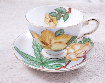 Vintage Tuscan Teacup and Saucer, Tea Party, English Bone China Cups, Floral Tea Cups, Bridal tea cup and saucer Gift