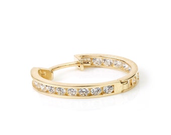 9ct Gold Crystal Channel 18mm Hoop Earring