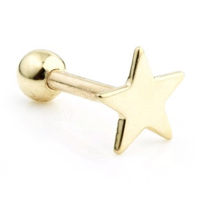 9ct Gold Single Star Cartilage Bar
