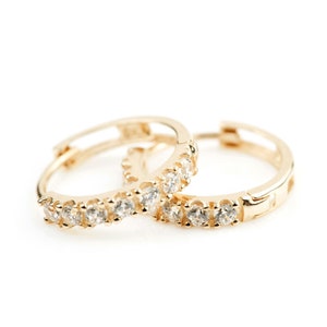 9ct Gold Pave Crystal 12mm Huggie Earring