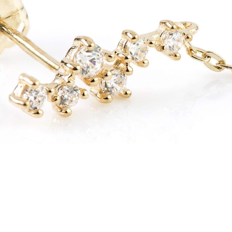 9ct Solid Gold Gem /& Hanging Gem Ear Climber Earrings