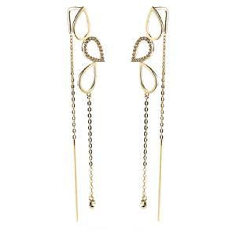 9ct Solid Gold Threader Earrings with Triple Tear Etsy