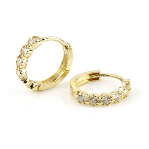 9ct Gold Round Crystal Eternity 11mm Huggie Hoop Earring Luxury