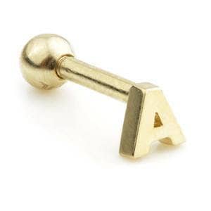 14ct Gold Letter Bar Barbell Initial Alphabet Jewellery Jewelry Earring Simple Gift