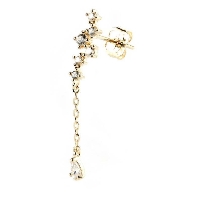 9ct Solid Gold Gem /& Hanging Gem Ear Climber Earrings