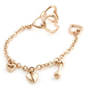 Rose Gold Ball Stud & Heart Chain Ear Cuff 50% OFF Earring Jewellery Jewelry