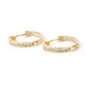 9ct Gold Crystal Channel 18mm Hoop Earring Pair (2 Hoops)