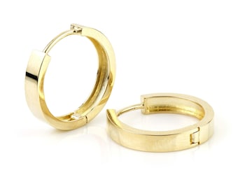 Aros lisos de oro amarillo de 9 quilates de 17 mm
