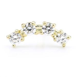 9ct Gold Curved Crystal Cartilage Bar Earring