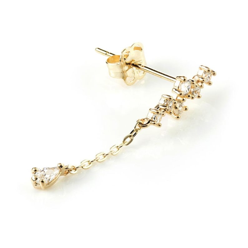 9ct Solid Gold Gem /& Hanging Gem Ear Climber Earrings