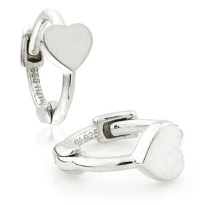925 Silver Heart Disc Tiny Cartilage Hoop Earrings