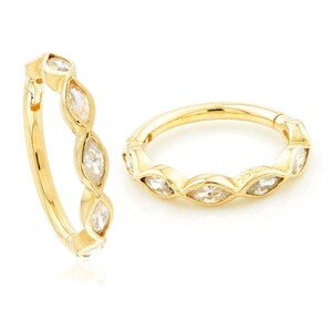 14ct Gold Crystal Cartilage Huggie Hoop Earring 10mm