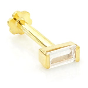Baguette Solid Gold Cartilage Tragus / Shen Men Labret Bar