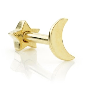 9ct Gold Moon & Star Cartilage Bar