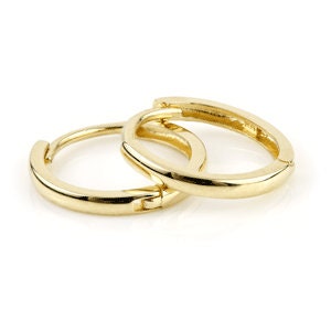 9ct Gold Thin Plain Cartilage 12mm Huggie Hoop Earring