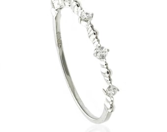 9ct White Gold Crystal Stacking Ring