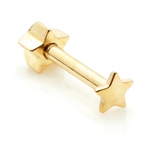 9ct Solid Gold Star Cartilage Bar