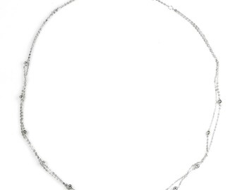 9kt witgouden choker met dubbele ketting en ketting