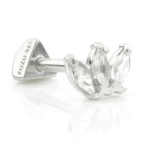 Silver Jewelled Crown Cartilage Bar Earring