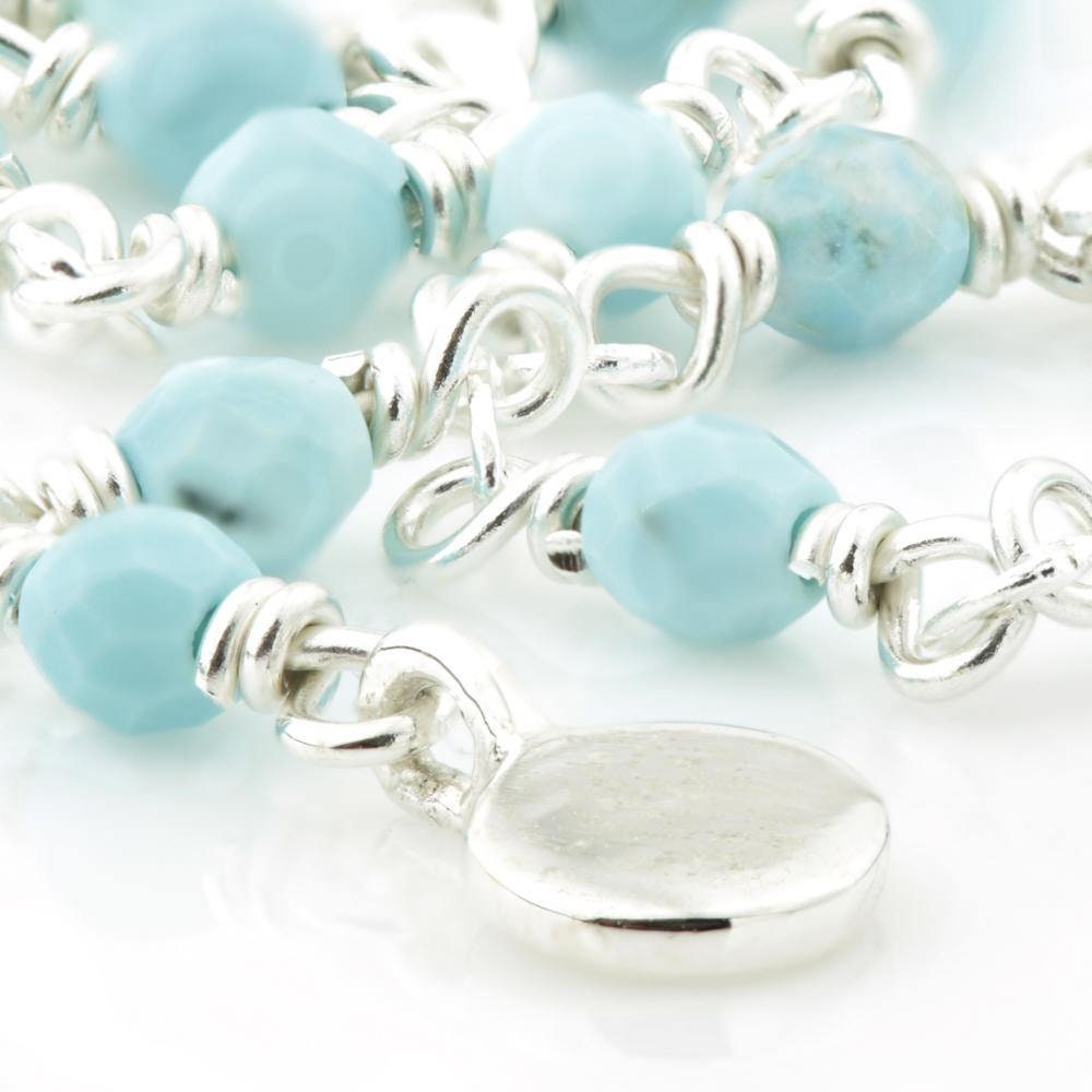 Collier Lariat En Argent Sterling Avec Turquoise Et Diamants - Fait Main - Neuf