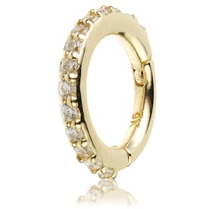 14ct Solid Gold CZ Gem Eternity Hoop Hinge Ring
