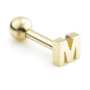 14ct Barra de letras de oro - 'M'