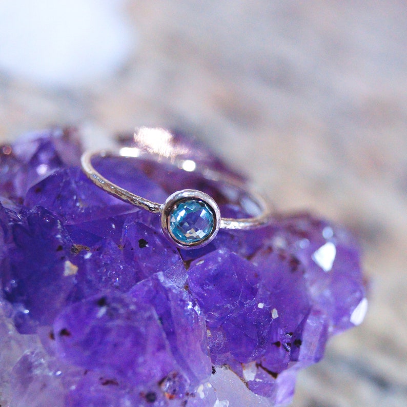 Hera Silver Blue Topaz Stacking Ring