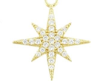 9ct Gold (Yellow or White) North Star Charm for Plain Clicker Hoops