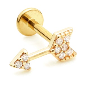 Arrow 14ct Gold Cartilage Tragus / Shen Men Labret Bar