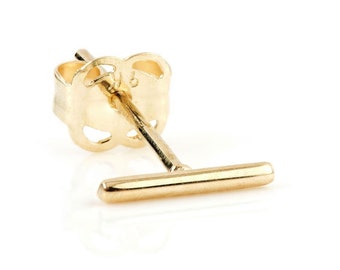 9ct Plain Gold Bar Stud Earring