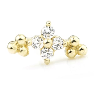 9ct Gold Crystal Flower Cartilage Bar Earring