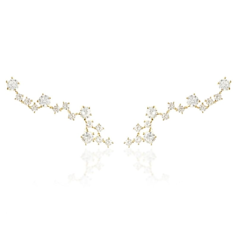 9ct Solid Gold Gem Constellation Ear Climber Earrings