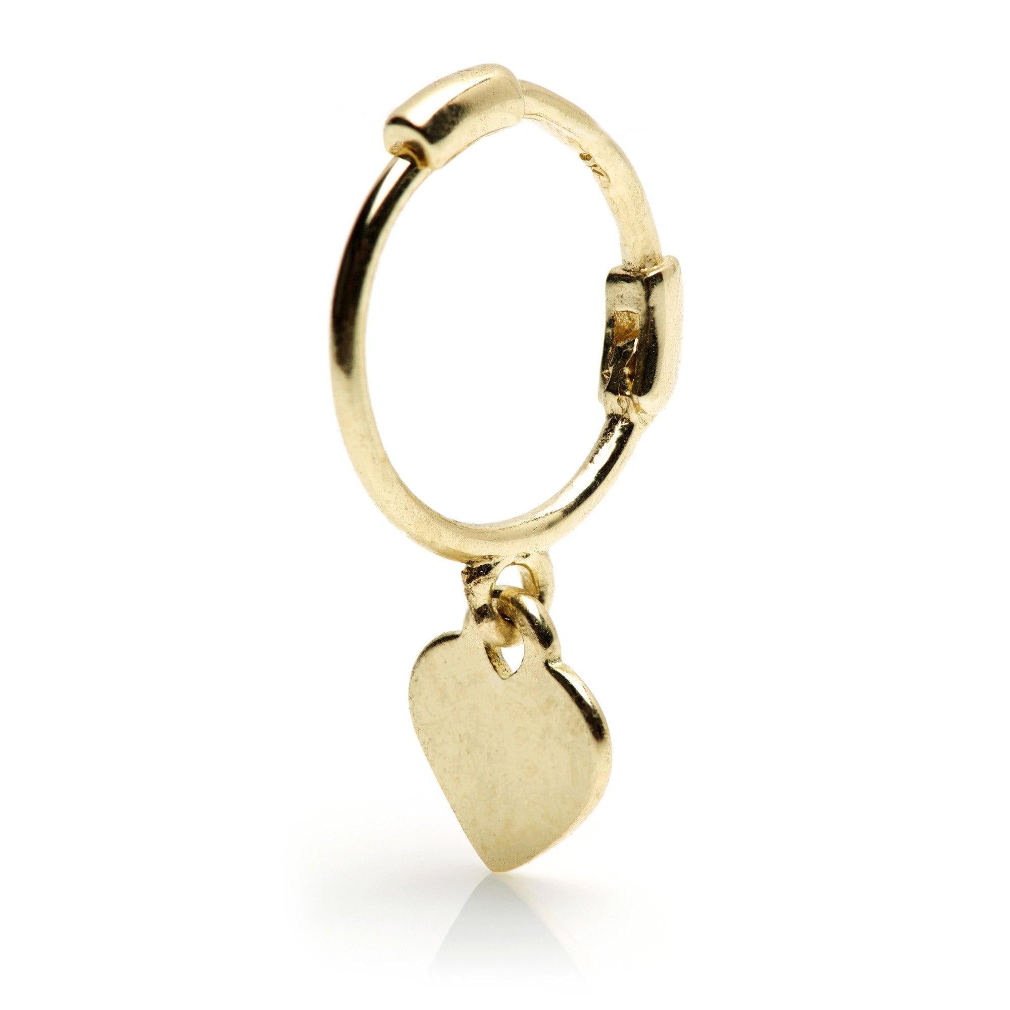 9ct Gold Heart Charm Cartilage Hoop