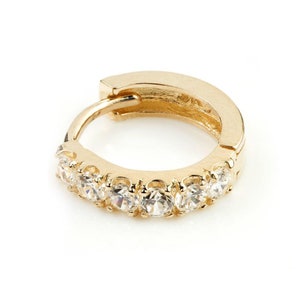 9ct Gold CZ Cartilage Earring 8mm Hoop
